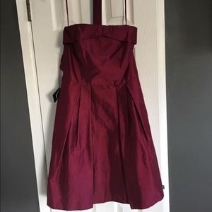 Maroon Strapless Dress with belt- size 12. (NWT)
